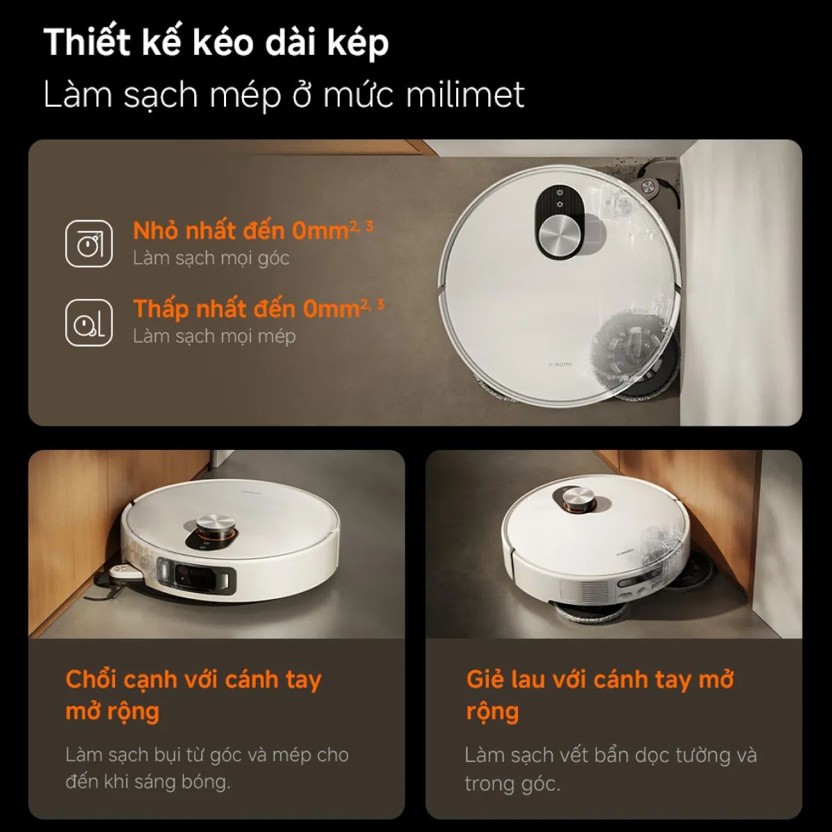 Robot hút bụi lau nhà Xiaomi Vacuum 5 Pro thiết kế kép