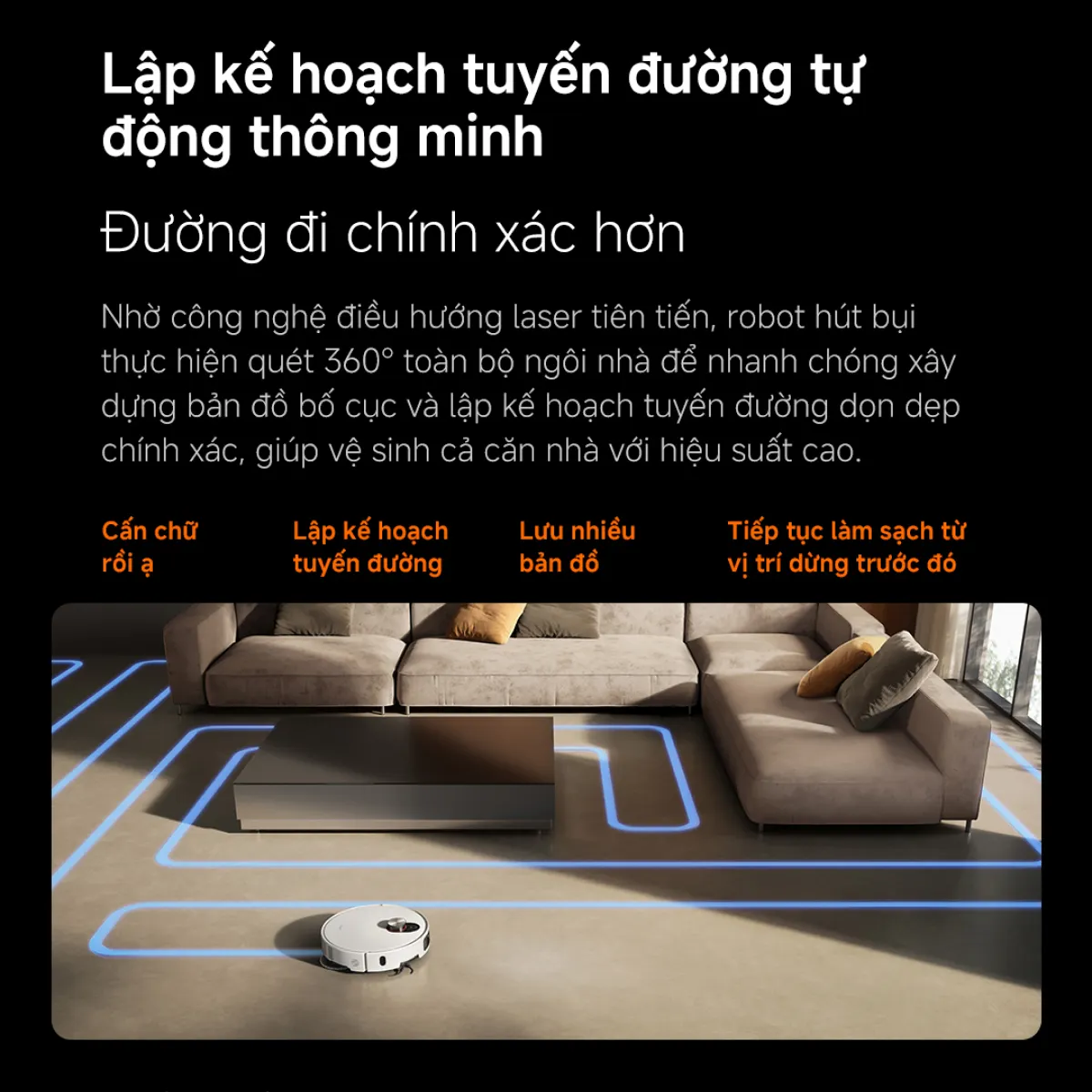 Robot hút bụi lau nhà Xiaomi Vacuum 5 Pro lập kế hoạch thông minh